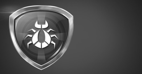 Poster - Bug Virus security protection shield in grey background
