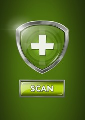 Poster - Health security protection shield with green scan button