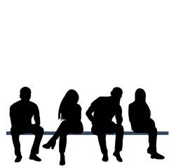 Wall Mural - isolated, silhouette people sitting