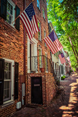 Wall Mural - Flags Down the Street