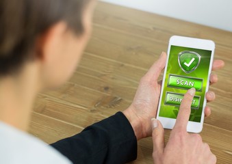 Poster - Scan button and security protection shield with correct tick on