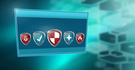 Poster - Antivirus security protection shields in box