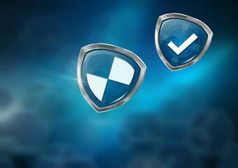 Poster - Antivirus security protection shields with gradient background