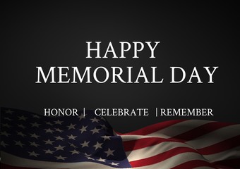 Memorial day text with USA  flag