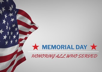 Poster - Memorial day text with USA  flag