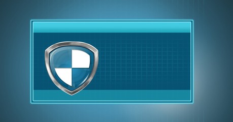 Poster - Antivirus security protection shield in blue box