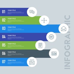 Poster - Flat business, money, email infographic steps template with 7 options for presentations, advertising, annual reports.