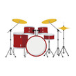 Vector illustration of a drum set in cartoon style isolated on white background