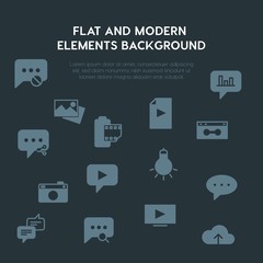 Poster - cloud and networking, chat and messenger, video, photos fill vector icons and elements background concept on dark background.Multipurpose use on websites, presentations, brochures and more