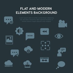 Poster - cloud and networking, chat and messenger, video, photos fill vector icons and elements background concept on dark background.Multipurpose use on websites, presentations, brochures and more