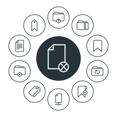 Poster - folder, bookmarks, files Infographic Circle outline Icons Set. Contains such Icons as  banner,  web,  network, file,  bookmark, bookmark,  text,  color,  modern and more. Fully Editable. Pixel Perfect