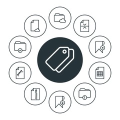 Poster - folder, bookmarks, files Infographic Circle outline Icons Set. Contains such Icons as  modern,  cloud,  compressed,  folder,  label,  computer,  divider, sheet and more. Fully Editable. Pixel Perfect