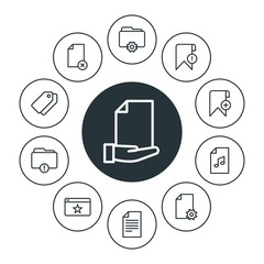 Poster - folder, bookmarks, files Infographic Circle outline Icons Set. Contains such Icons as  modern,  delete,  color,  button,  data,  book,  website,  download,  web and more. Fully Editable. Pixel Perfect