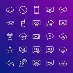 Poster - Modern Simple Set of cloud and networking, chat and messenger, mobile, email Vector outline Icons. Contains such Icons as  close, error and more on gradient background. Fully Editable. Pixel Perfect.