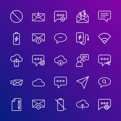 Poster - Modern Simple Set of cloud and networking, chat and messenger, mobile, email Vector outline Icons. Contains such Icons as  mail,  get and more on gradient background. Fully Editable. Pixel Perfect.