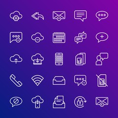 Poster - Modern Simple Set of cloud and networking, chat and messenger, mobile, email Vector outline Icons. Contains such Icons as reply,  chat and more on gradient background. Fully Editable. Pixel Perfect.