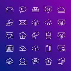 Poster - Modern Simple Set of cloud and networking, chat and messenger, mobile, email Vector outline Icons. Contains such Icons as  smartphone and more on gradient background. Fully Editable. Pixel Perfect.
