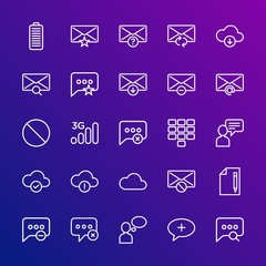 Poster - Modern Simple Set of cloud and networking, chat and messenger, mobile, email Vector outline Icons. Contains such Icons as  wireless,  3g and more on gradient background. Fully Editable. Pixel Perfect.