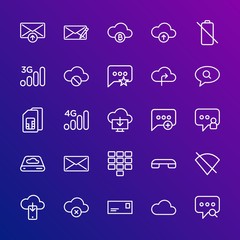 Poster - Modern Simple Set of cloud and networking, chat and messenger, mobile, email Vector outline Icons. Contains such Icons as  block, cloud and more on gradient background. Fully Editable. Pixel Perfect.