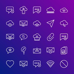 Poster - Modern Simple Set of cloud and networking, chat and messenger, mobile, email Vector outline Icons. Contains such Icons as  failure, mail and more on gradient background. Fully Editable. Pixel Perfect.