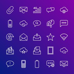 Poster - Modern Simple Set of cloud and networking, chat and messenger, mobile, email Vector outline Icons. Contains such Icons as  message, mail and more on gradient background. Fully Editable. Pixel Perfect.