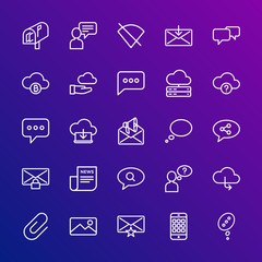 Poster - Modern Simple Set of cloud and networking, chat and messenger, mobile, email Vector outline Icons. Contains such Icons as  internet,  no and more on gradient background. Fully Editable. Pixel Perfect.