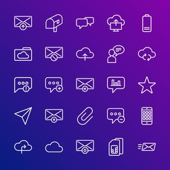 Poster - Modern Simple Set of cloud and networking, chat and messenger, mobile, email Vector outline Icons. Contains such Icons as data,  weather and more on gradient background. Fully Editable. Pixel Perfect.