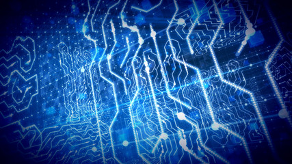 Poster - Blue Circuit Board Placed Aslant