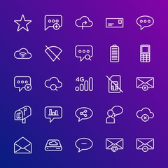 Poster - modern simple set of cloud and networking, chat and messenger, mobile, email vector outline icons. c