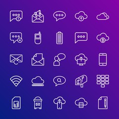 Poster - Modern Simple Set of cloud and networking, chat and messenger, mobile, email Vector outline Icons. Contains such Icons as  sign,  mail and more on gradient background. Fully Editable. Pixel Perfect.