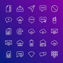Poster - Modern Simple Set of cloud and networking, chat and messenger, mobile, email Vector outline Icons. Contains such Icons as  message, chat and more on gradient background. Fully Editable. Pixel Perfect.
