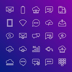 Poster - Modern Simple Set of cloud and networking, chat and messenger, mobile, email Vector outline Icons. Contains such Icons as phone,  web and more on gradient background. Fully Editable. Pixel Perfect.