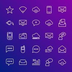 Poster - Modern Simple Set of cloud and networking, chat and messenger, mobile, email Vector outline Icons. Contains such Icons as message, sky and more on gradient background. Fully Editable. Pixel Perfect.