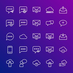 Poster - Modern Simple Set of cloud and networking, chat and messenger, mobile, email Vector outline Icons. Contains such Icons as  upload,  add and more on gradient background. Fully Editable. Pixel Perfect.