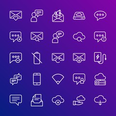 Poster - Modern Simple Set of cloud and networking, chat and messenger, mobile, email Vector outline Icons. Contains such Icons as  chat, phone and more on gradient background. Fully Editable. Pixel Perfect.