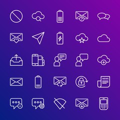 Poster - Modern Simple Set of cloud and networking, chat and messenger, mobile, email Vector outline Icons. Contains such Icons as cloud,  no and more on gradient background. Fully Editable. Pixel Perfect.