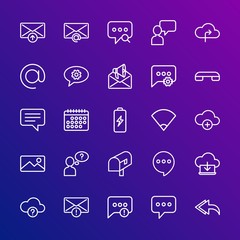 Poster - Modern Simple Set of cloud and networking, chat and messenger, mobile, email Vector outline Icons. Contains such Icons as  network, data and more on gradient background. Fully Editable. Pixel Perfect.