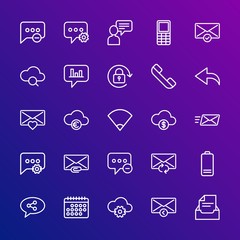 Poster - Modern Simple Set of cloud and networking, chat and messenger, mobile, email Vector outline Icons. Contains such Icons as  euro,  energy and more on gradient background. Fully Editable. Pixel Perfect.