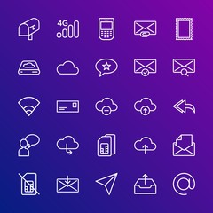 Poster - Modern Simple Set of cloud and networking, chat and messenger, mobile, email Vector outline Icons. Contains such Icons as  message, mail and more on gradient background. Fully Editable. Pixel Perfect.