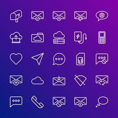 Poster - Modern Simple Set of cloud and networking, chat and messenger, mobile, email Vector outline Icons. Contains such Icons as  technology and more on gradient background. Fully Editable. Pixel Perfect.
