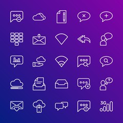 Poster - Modern Simple Set of cloud and networking, chat and messenger, mobile, email Vector outline Icons. Contains such Icons as delete,  3g and more on gradient background. Fully Editable. Pixel Perfect.