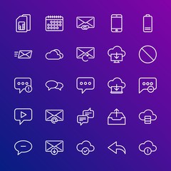 Poster - Modern Simple Set of cloud and networking, chat and messenger, mobile, email Vector outline Icons. Contains such Icons as  date,  speech and more on gradient background. Fully Editable. Pixel Perfect.
