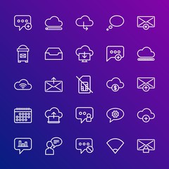 Poster - Modern Simple Set of cloud and networking, chat and messenger, mobile, email Vector outline Icons. Contains such Icons as  red, internet and more on gradient background. Fully Editable. Pixel Perfect.