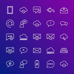Poster - Modern Simple Set of cloud and networking, chat and messenger, mobile, email Vector outline Icons. Contains such Icons as  electronic and more on gradient background. Fully Editable. Pixel Perfect.