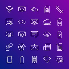Poster - Modern Simple Set of cloud and networking, chat and messenger, mobile, email Vector outline Icons. Contains such Icons as  messaging and more on gradient background. Fully Editable. Pixel Perfect.
