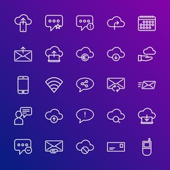 Poster - Modern Simple Set of cloud and networking, chat and messenger, mobile, email Vector outline Icons. Contains such Icons as data,  mobile and more on gradient background. Fully Editable. Pixel Perfect.