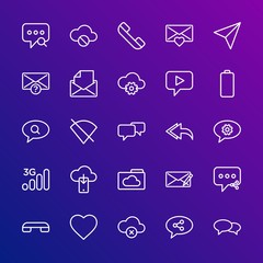 Poster - Modern Simple Set of cloud and networking, chat and messenger, mobile, email Vector outline Icons. Contains such Icons as call,  network and more on gradient background. Fully Editable. Pixel Perfect.