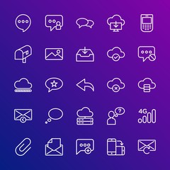 Poster - Modern Simple Set of cloud and networking, chat and messenger, mobile, email Vector outline Icons. Contains such Icons as  update,  help and more on gradient background. Fully Editable. Pixel Perfect.