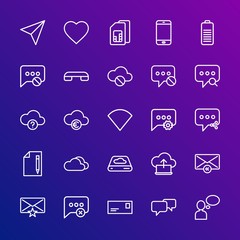 Poster - Modern Simple Set of cloud and networking, chat and messenger, mobile, email Vector outline Icons. Contains such Icons as  bubble, cloud and more on gradient background. Fully Editable. Pixel Perfect.