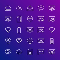 Poster - Modern Simple Set of cloud and networking, chat and messenger, mobile, email Vector outline Icons. Contains such Icons as  white,  paper and more on gradient background. Fully Editable. Pixel Perfect.